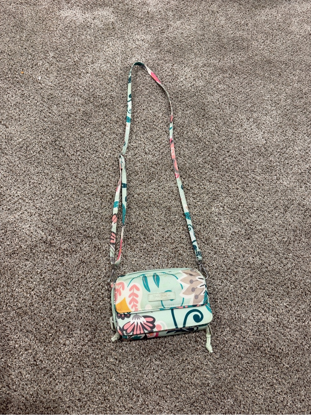 Vera Bradley Floral Crossbody in Mint and Pink